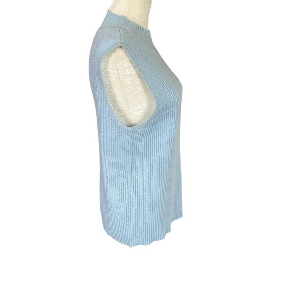 Moonlight Bay women's large light blue stretchy sleeveless sparkle tank sweater - Picture 3 of 9